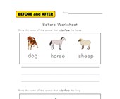 before worksheet animals
