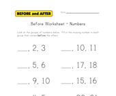 numbers worksheet before