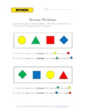 Relational Worksheet - Color the Between Shapes | All Kids Network