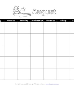 Printable August Calendar