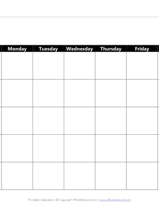 printable blank calendar all kids network