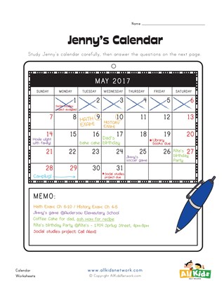 calendar worksheet