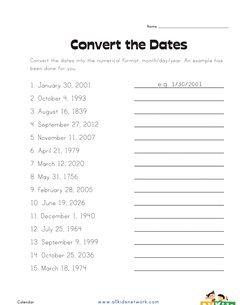 Convert the Dates Worksheet