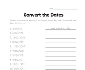 calendar worksheet year 4 Convert the Dates Worksheet