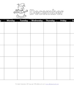 Printable December Calendar