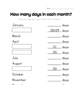 How Many Days in Each Month?