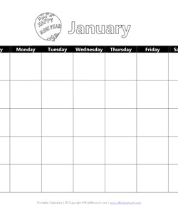 Printable January Calendar