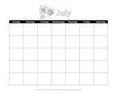 calendar worksheet year 4 Printable July Calendar