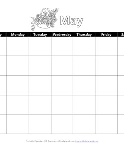 Printable May Calendar