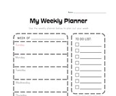 calendar worksheet year 4 My Weekly Planner