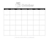 calendar worksheet year 4 Printable October Calendar with Halloween Theme
