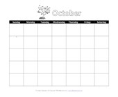 calendar worksheet year 4 Printable October Calendar