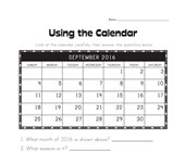 calendar worksheet year 4 Using a Calendar Worksheet
