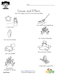 Cause and Effect Matching Worksheet 1