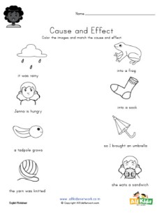 Cause and Effect Matching Worksheet 2