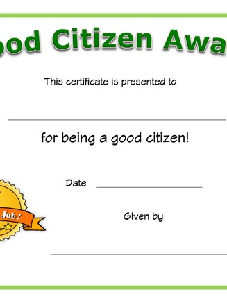 Good Citizen Award Certificate | All Kids Network