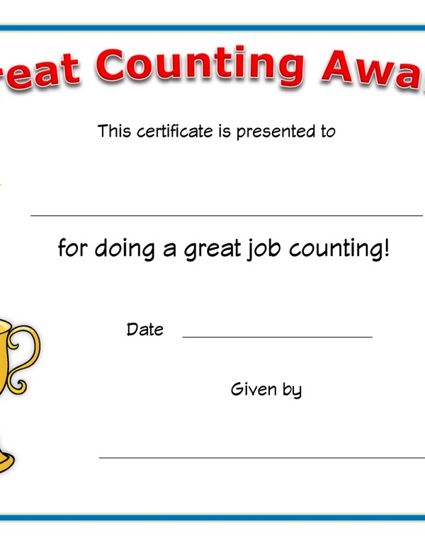 great counting award certificate all kids network good job certificates
