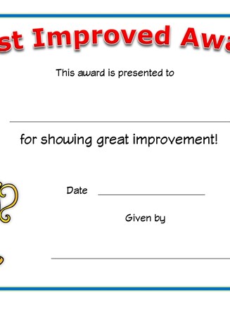 most improved award wording