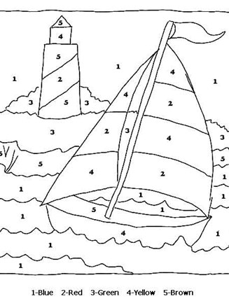 Riding a boat with little pieces to assemble colored and drawings to color  and learn the numbers. 