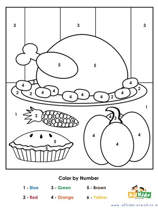 11 Free Thanksgiving Color By Number Pages For Kids