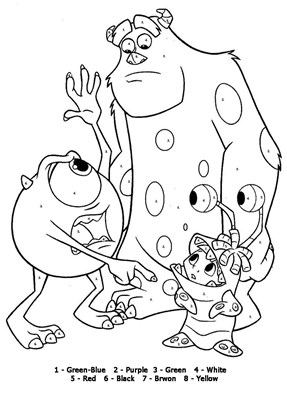 color by numbers page print your color by number monsters inc page all kids network