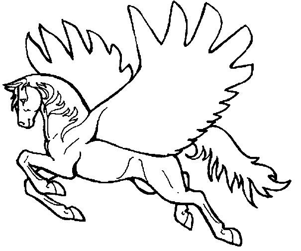 Fantasy Creatures Coloring Page - pegasus horse | All Kids Network