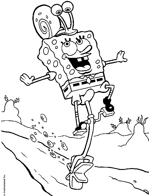 Spongebob Squarepants Coloring Page - gary and spongebob | All Kids Network