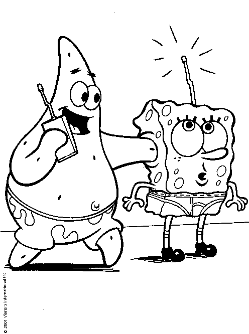 Spongebob squarepants coloring page sponge bob and patrick radio 
