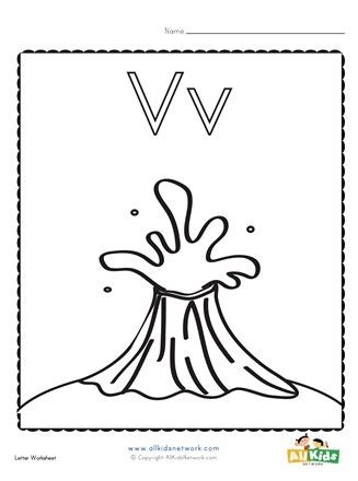 v is for volcano coloring pages