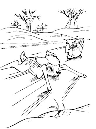 bambi on ice coloring page