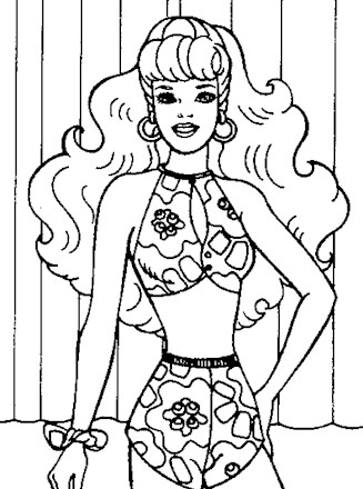 barbie beach coloring page