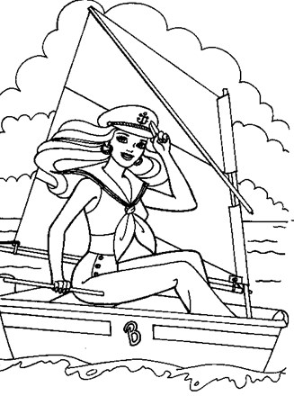 barbie sailing coloring page