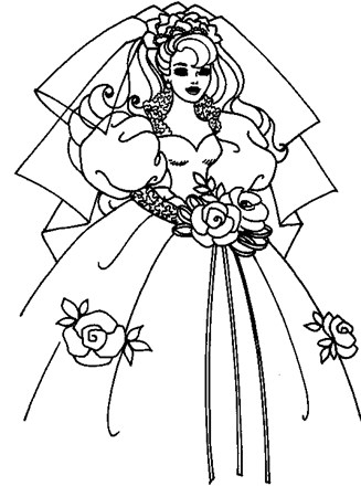 Barbie Coloring Pages Wedding Girls