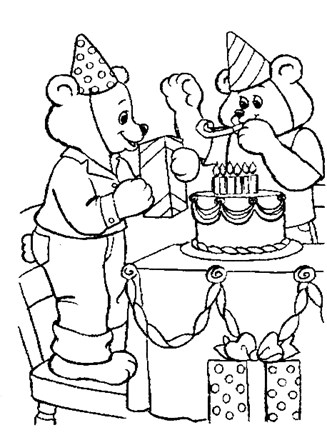 birthday bear coloring page
