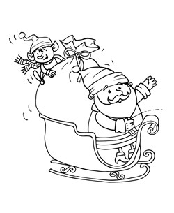 santa and sleigh coloring page