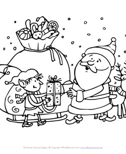 santa in action coloring page