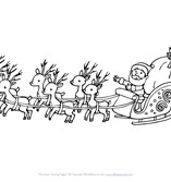 santa flying in sleigh coloring page