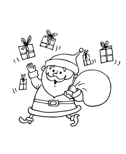 santa with presents coloring page