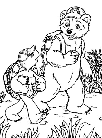 franklin the turtle with bear coloring page