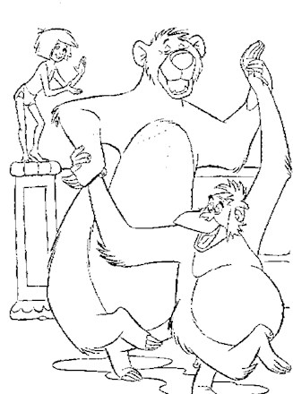 jungle book lion chimp coloring page
