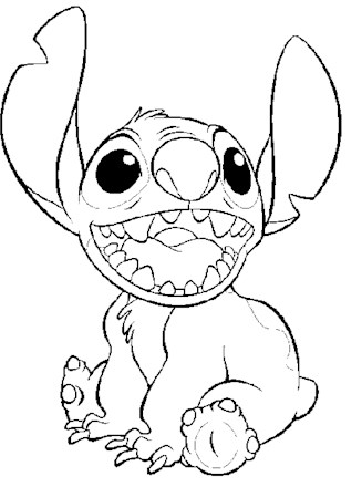 stitch laughing coloring page