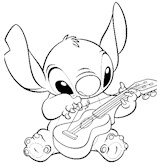 stitch with guitar coloring page