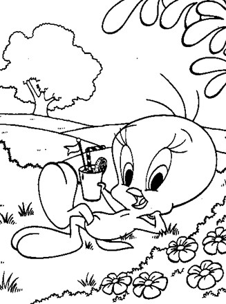 outside with tweety coloring page