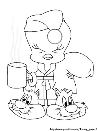 tweety with coffee coloring page