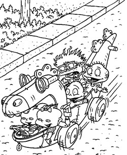 rugrats driving coloring page