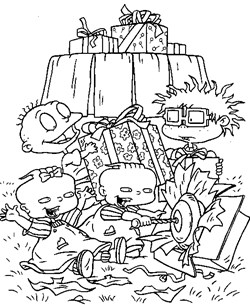 rugrats opening presents coloring page