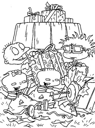 rugrats coloring page rugrats opening presents all kids network