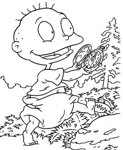 tommy with clock coloring page