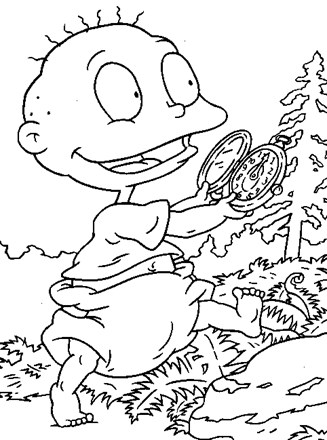 tommy with clock coloring page