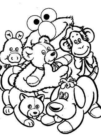 sesame street elmo animals coloring page